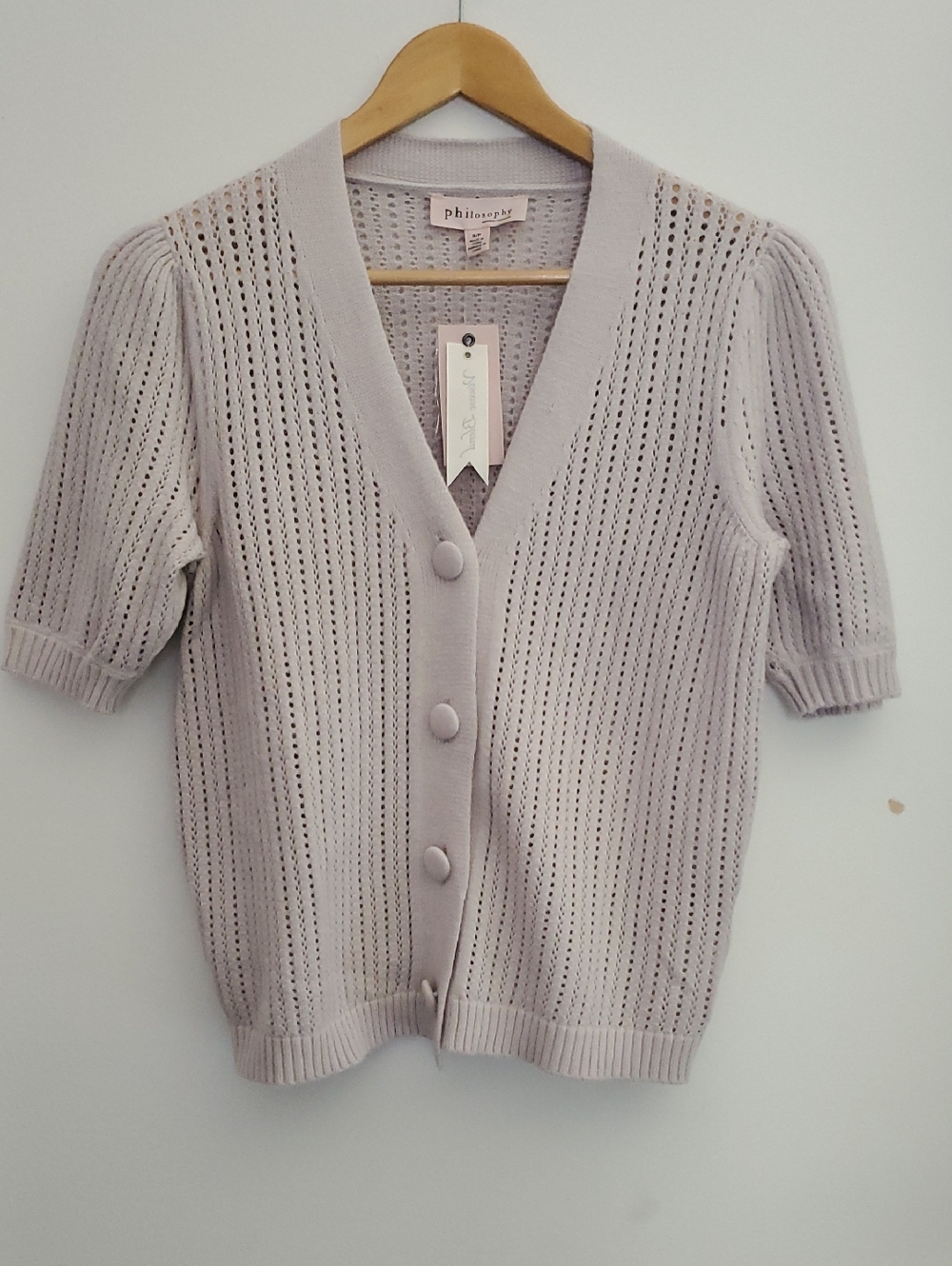 Philosophy  short-sleeve Open Knit  buttoned cardigan